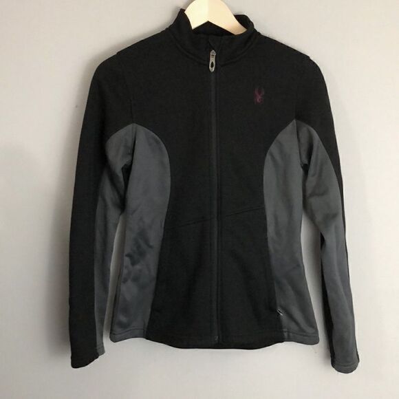 Spyder Full Zip Core Sweater Jacket Black Gray - Picture 1 of 7